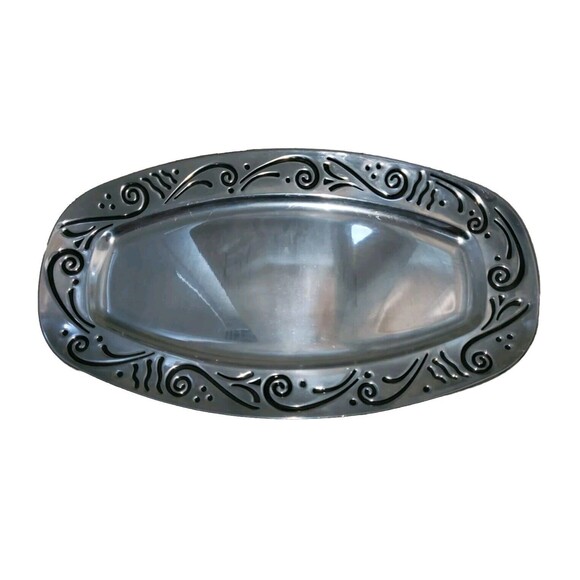 Lenox Aluminum Metal Spryo Holloware Bread‎ Serving Oval Tray - Picture 1 of 3